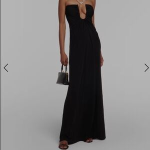 Christopher Esber arced palm viscose strapless long dress